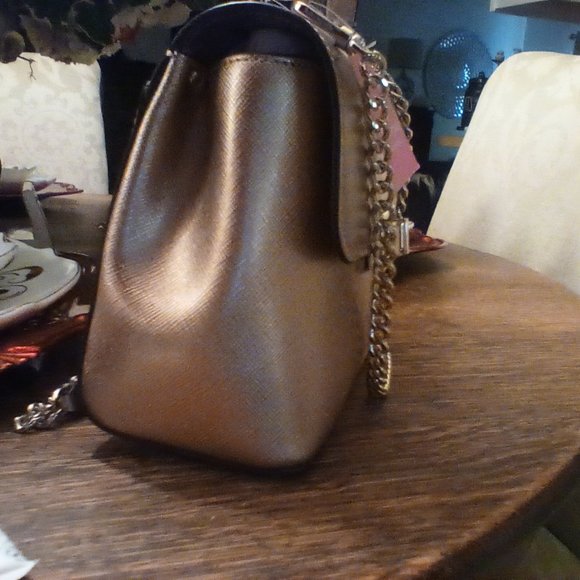 Kate Spade Top Handle Mini Satchel Metallic Leather Crossbody - Picture 3 of 6